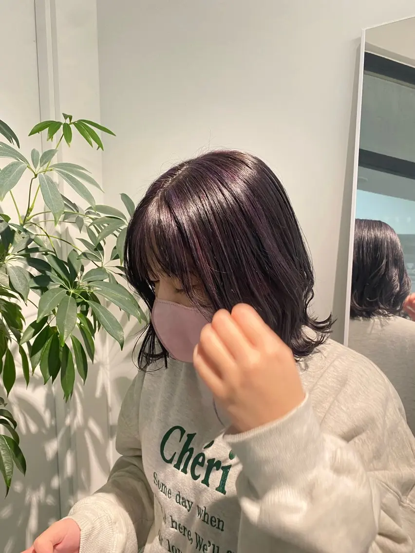 ミディアム カラー ハイライトカラー パープルカラー ハイライト ご予約は2月まで！ maho‪🐈🎀のヘアスタイル
