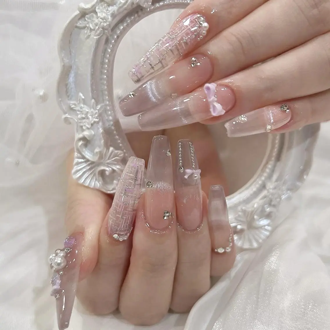 ネイル 長さ出し ジェルネイル 韓国ネイル 持ち込み パラジェル ハンドネイル ハンドケア Hana Bloom Nail💜Akiのネイルデザイン