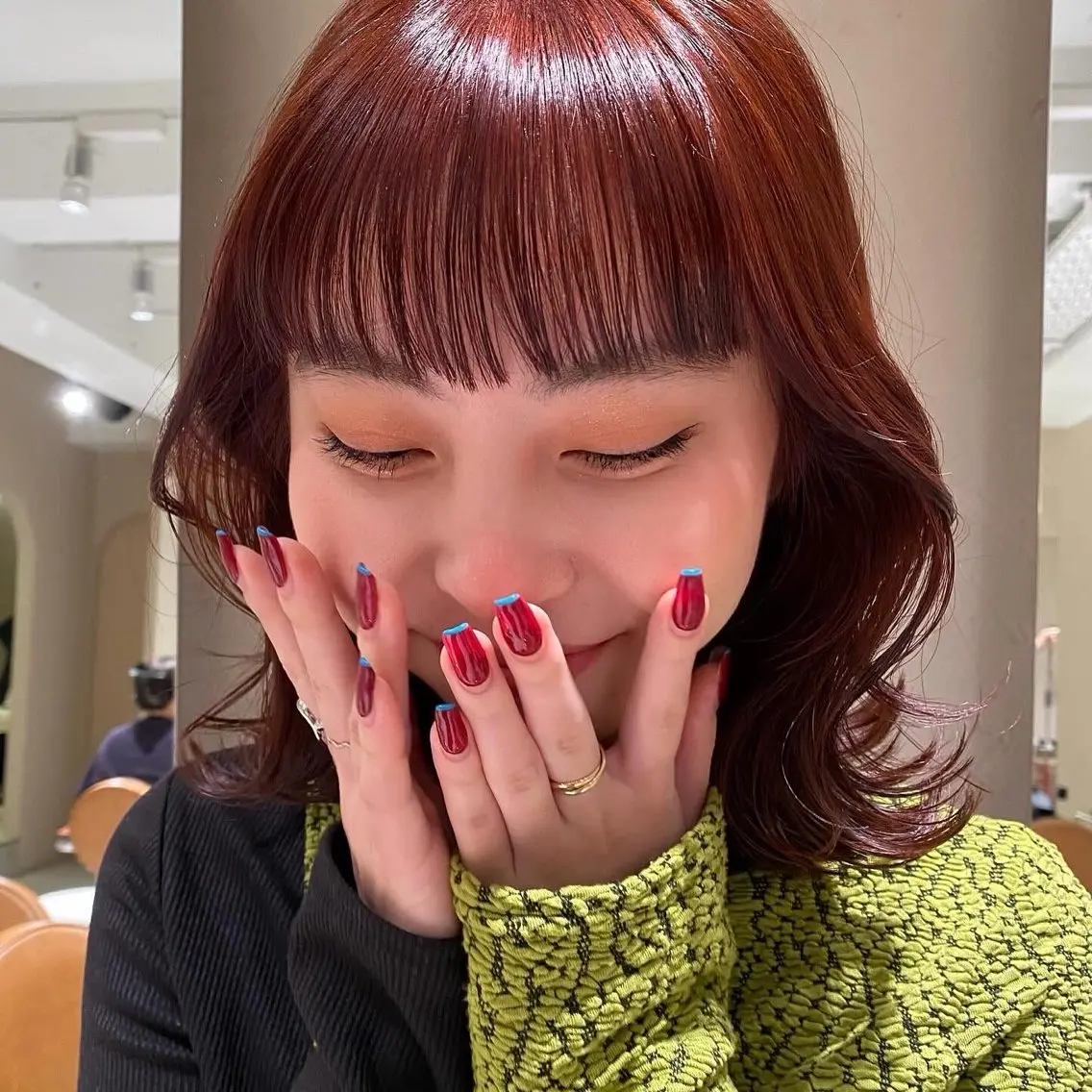 カラー オレンジ オレンジレッド レッドカラー ヘアカラー トリートメント Marina/表参道 /ヘアセット/暖色のヘアスタイル