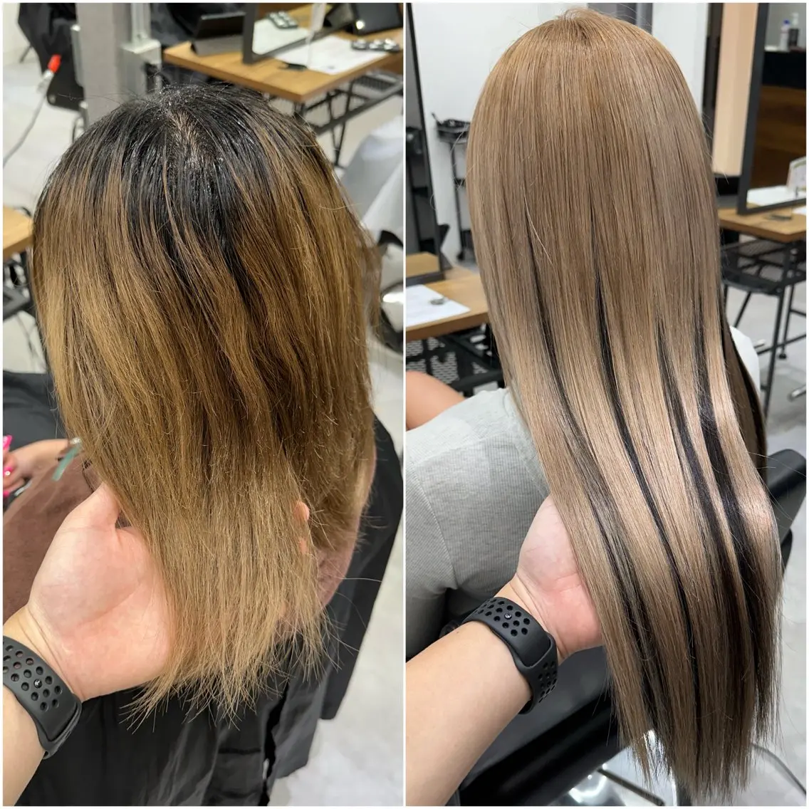 ロング カラー シールエクステ ベージュカラー ダブルカラー エクステ ヘアカラー エクステ KEISUKE🐶 カラー✨エクステのヘアスタイル