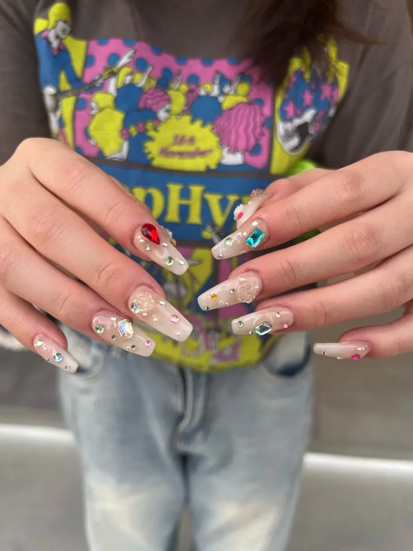 【長さだし】スカルプ✖️ワンカラー​〜​デザインまで💅の写真