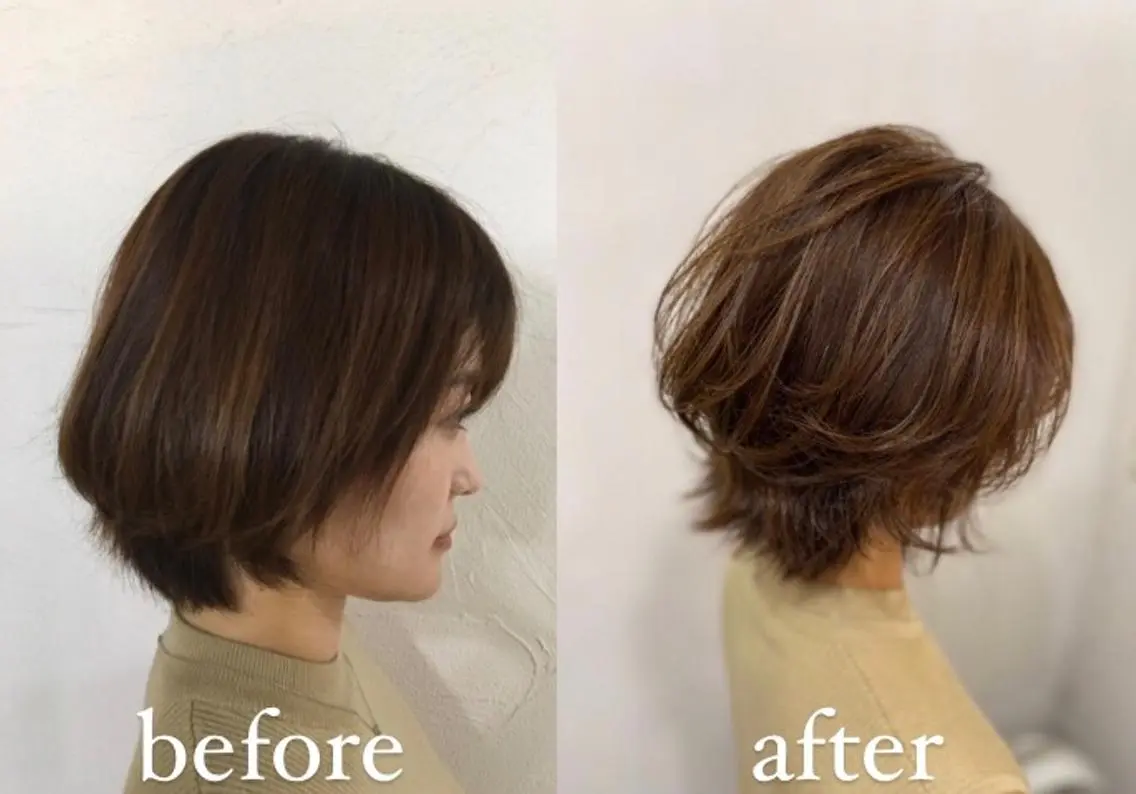 ミディアム ハイライト ウルフカット 植野/新宿 高田馬場のヘアスタイル