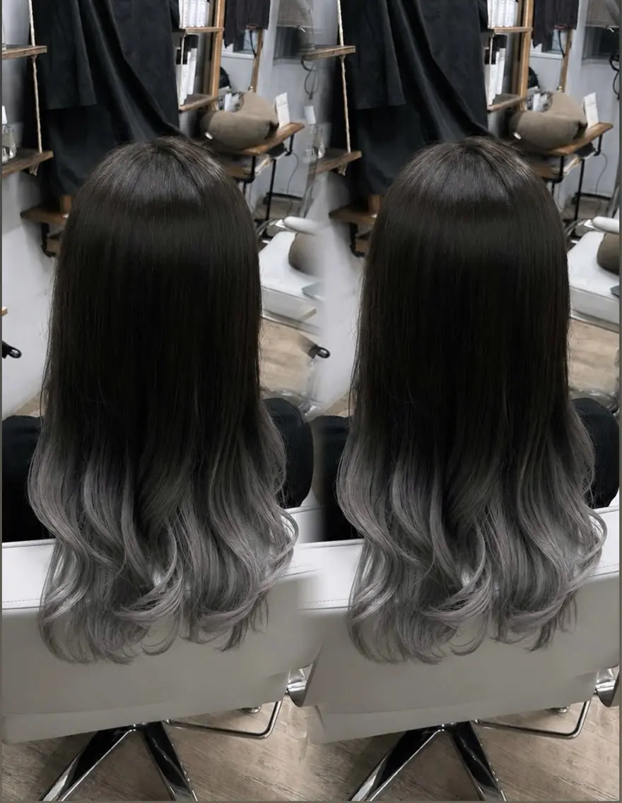 ロング カラー ブリーチ グラデーションカラー シルバー ヘアカラー まお モデル様募集中のヘアスタイル