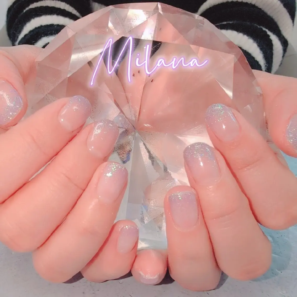 ネイル グラデーション ラメ(グリッター) ラメグラデーション ハンドネイル Milana 川瀬のネイルデザイン