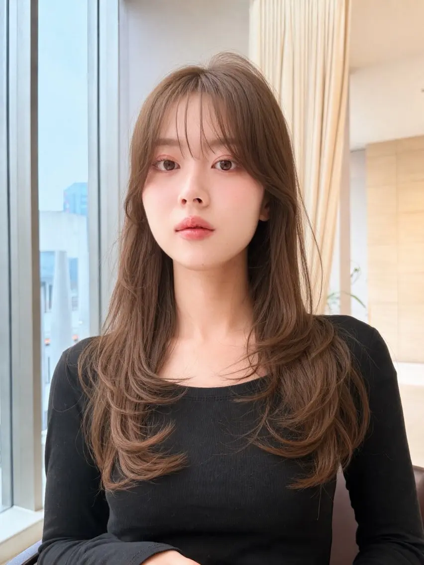 ミディアム カラー ワンカールレイヤー 顔周り☺︎shunのヘアスタイル