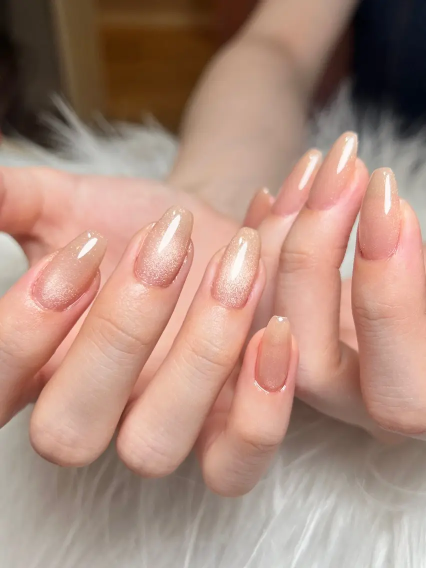 ネイル アートネイル オーロラネイル チークネイル クリアネイル 長さ出し ハンドネイル chili nailのネイルデザイン