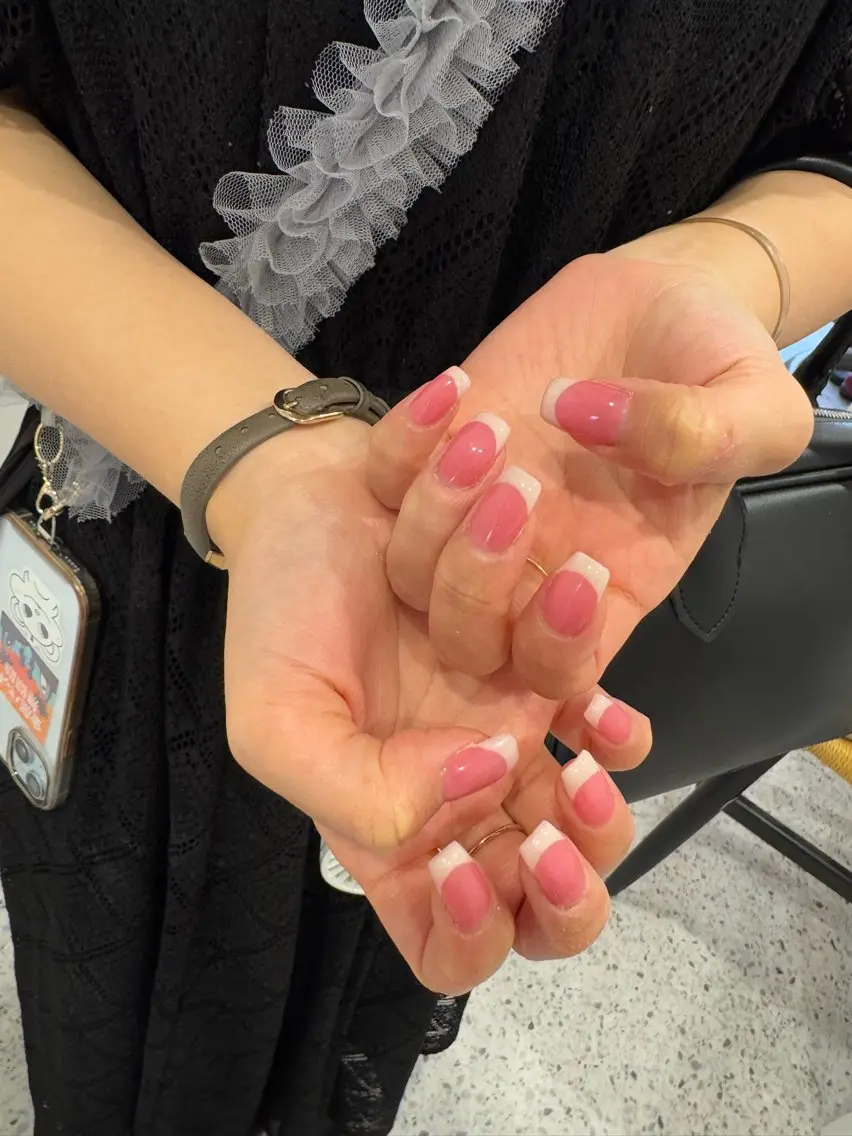 ネイル フレンチネイル ピンク ハンドネイル 🫧Rio🫧ネイル /渋谷🫧ワンホンのネイルデザイン