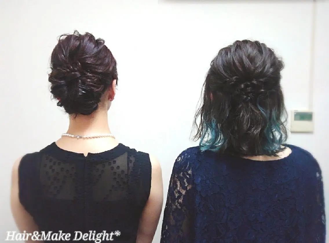 セミロング ヘアアレンジ ヘアセット Hair&Make  Delight*のヘアスタイル