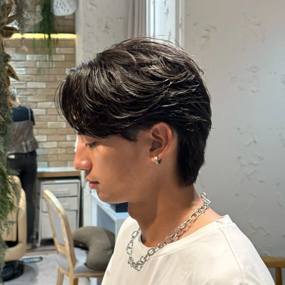 パーマ メンズ センターパート フェザーパーマ メンズパーマ カット パーマ ヘッドスパ レイヤーカット/酸性 ストレート/kotaのヘアスタイル