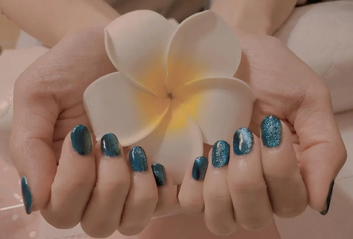 ネイル ブルー マグネットネイル ハンドネイル nail salon Luanaのネイルデザイン