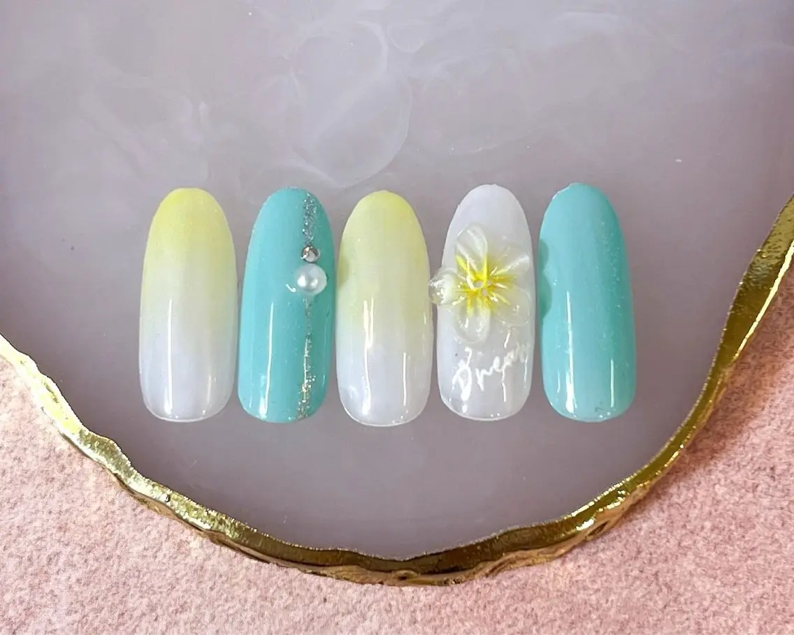 ネイル アートネイル フラッシュネイル フラワーネイル ジェルネイル ガーリー Puti nailのネイルデザイン