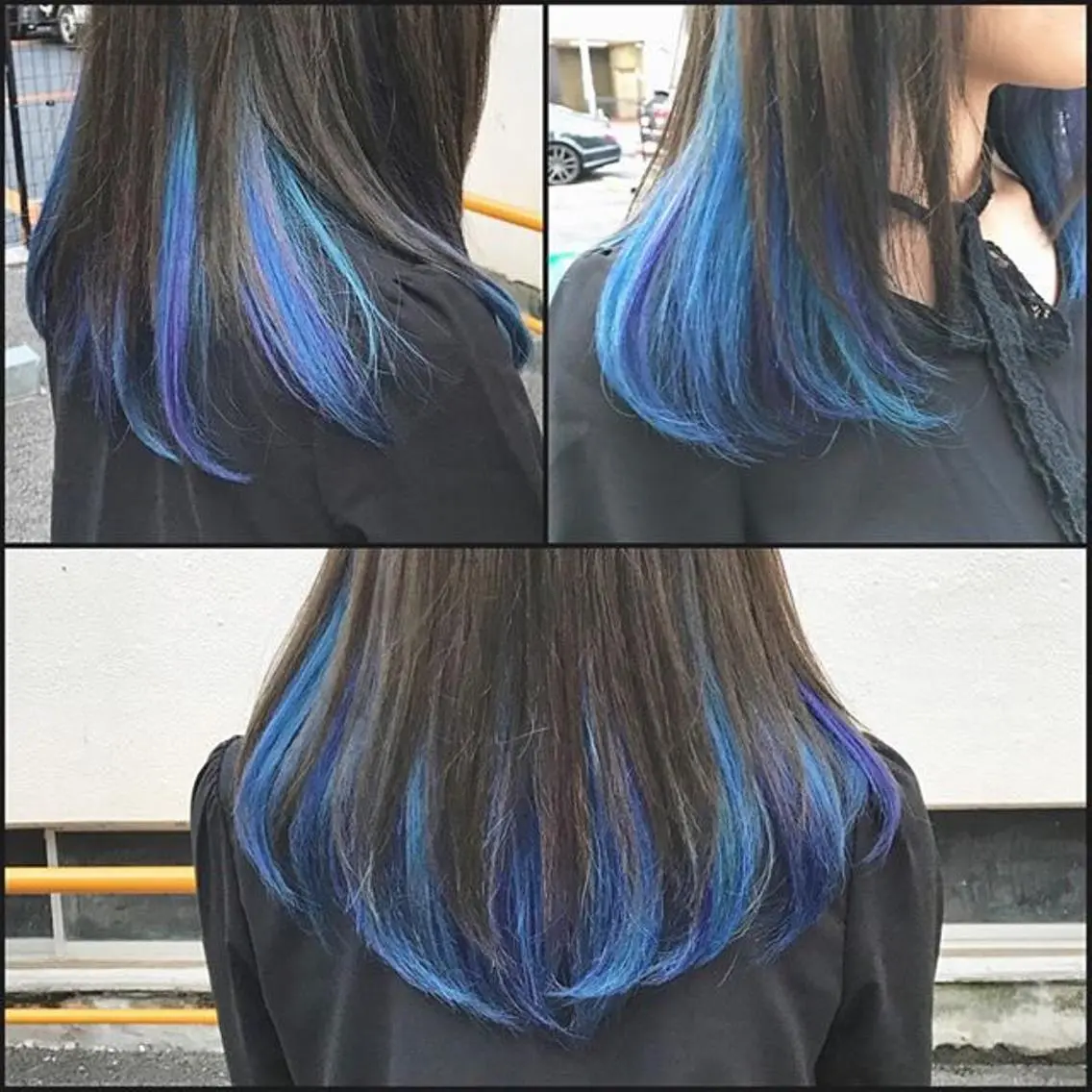 セミロング カラー ブルーカラー バイオレットカラー 宍戸 海斗のヘアスタイル