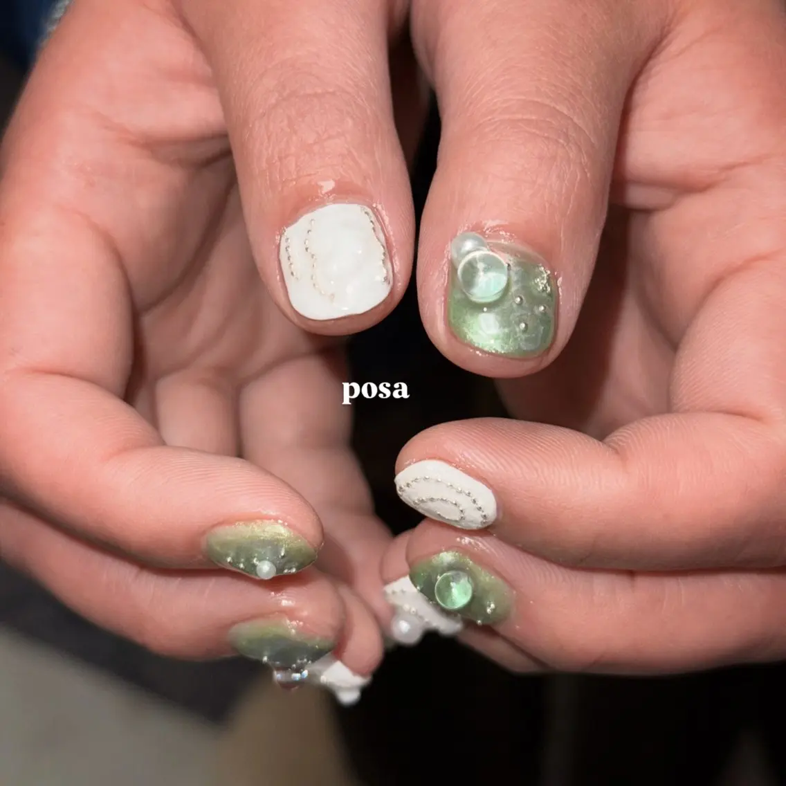 ネイル アートネイル シンプルネイル 春ネイル ハンドネイル posa nail モエミのネイルデザイン