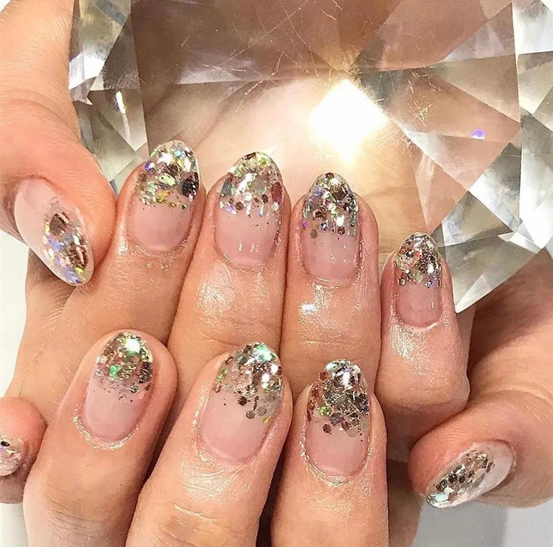 ネイル 渋谷／チップ長さ出し 👑アプレgel-xのネイルデザイン
