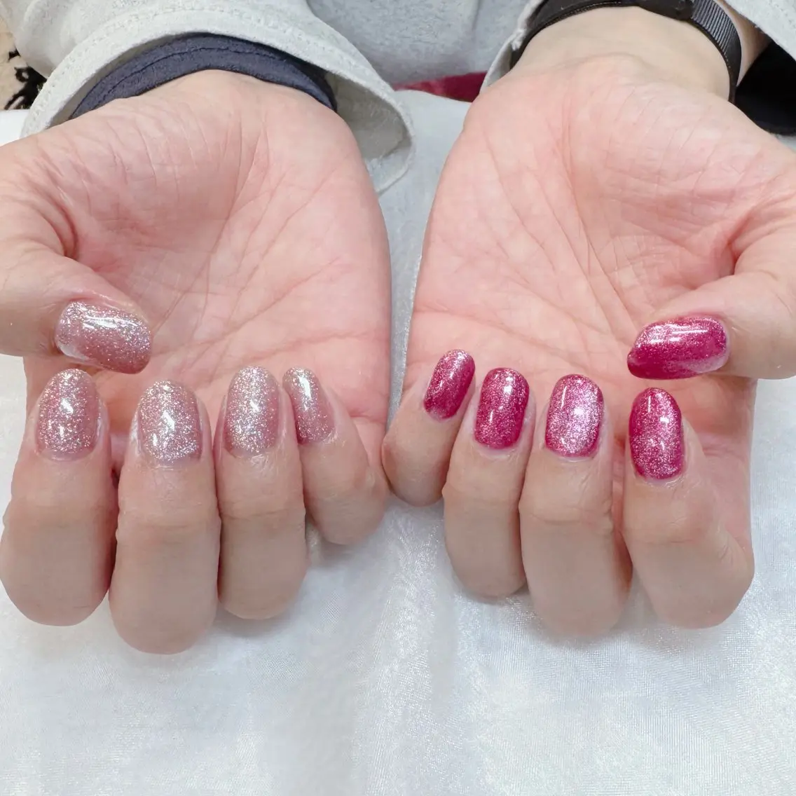 ネイル キラキラネイル マグネットネイル ピンク maruyasu. yのネイルデザイン