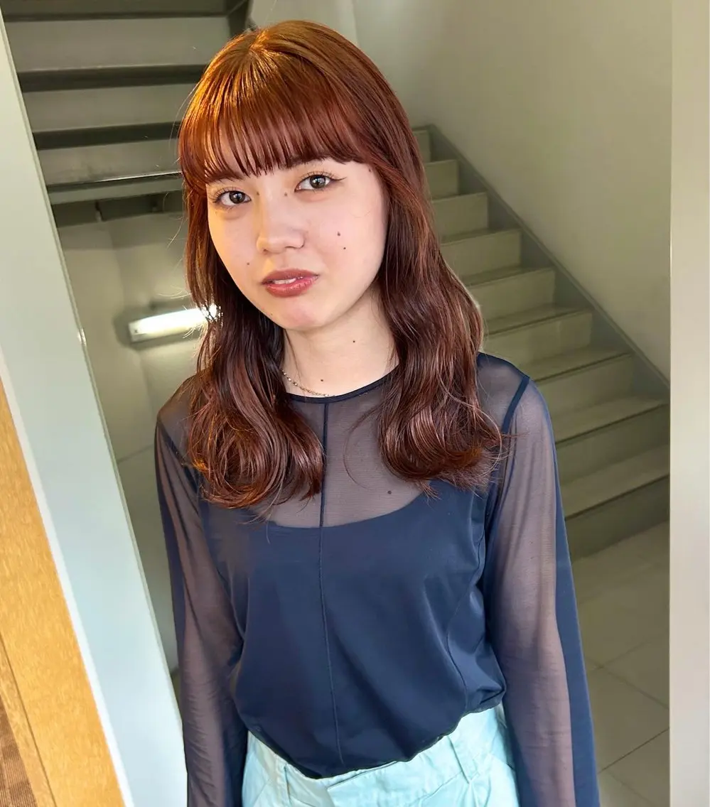 セミロング カラー パーマ ヘアアレンジ デザインカラー/ボブ ブリーチカラー/ユリのヘアスタイル