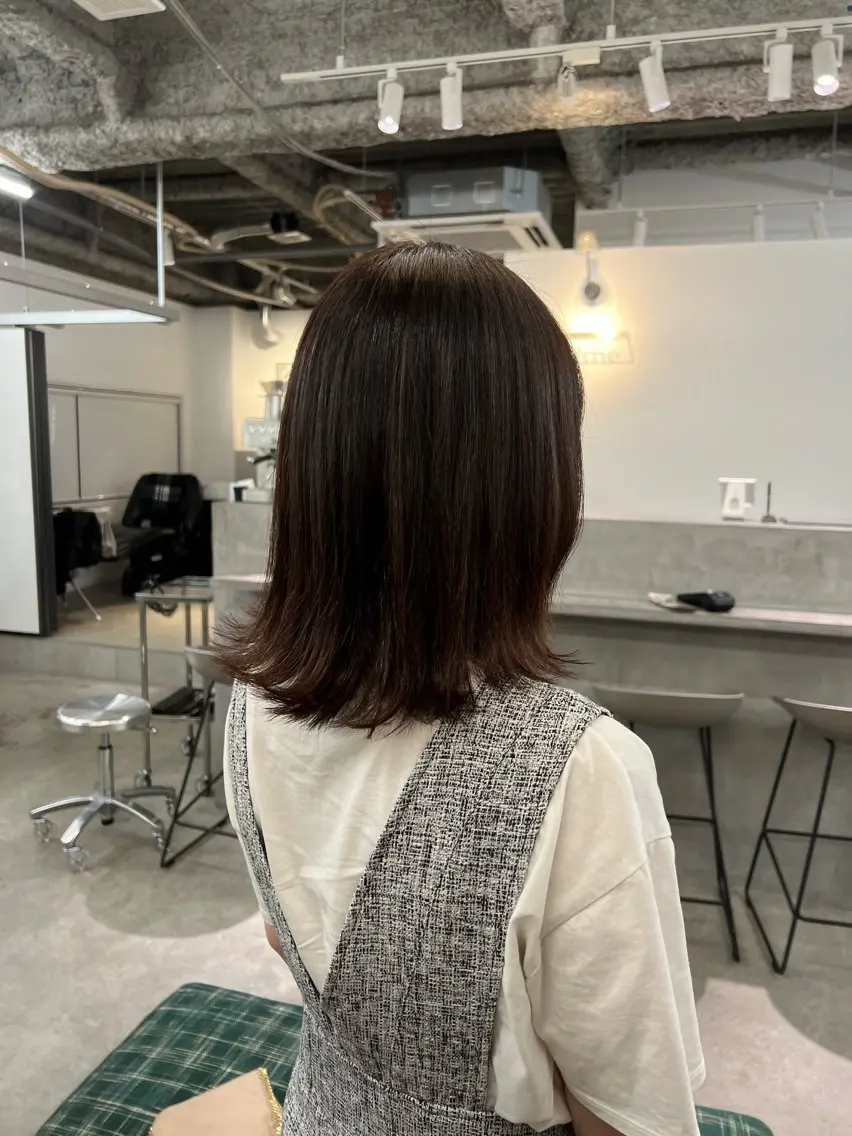 ミディアム カット ヘアカラー パーマ×透明感カラー MIOのヘアスタイル