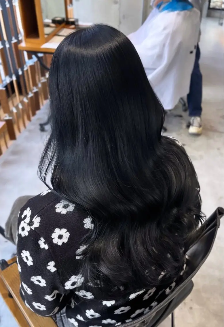 ロング カラー 黒髪 ブルーカラー ブルーブラック カット ヘアカラー haruka ♡レイヤー/透明感のヘアスタイル
