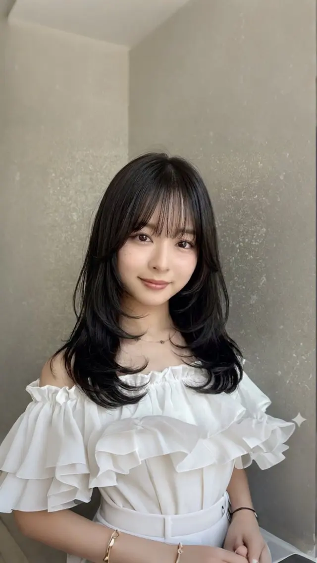 ミディアム カラー カット ヘアカラー トリートメント RYU/レイヤー /透明感艶カラーのヘアスタイル
