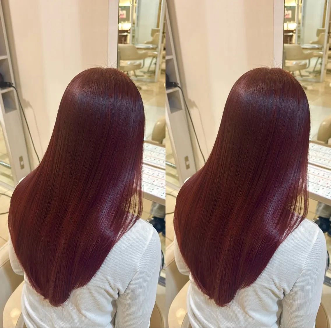 ロング カラー レッドカラー ヘアカラー トリートメント 🦋ICONIQ豊田 /艶髪/かおり🦋のヘアスタイル