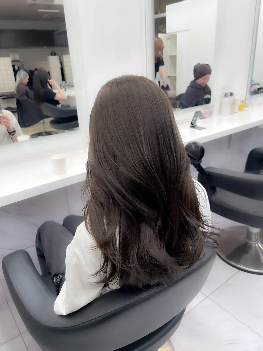 ロング カラー パーマ ヘアアレンジ メンズ キッズ ブリーチなしカラー/ ブラウン/レイヤーのヘアスタイル