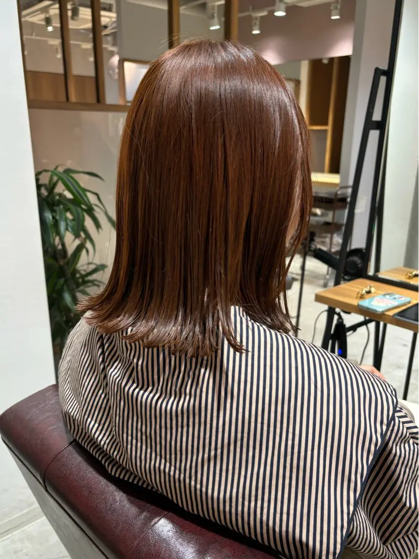 ミディアム カラー カット ヘアカラー トリートメント mei｜顔まわり ×透明感カラーのヘアスタイル