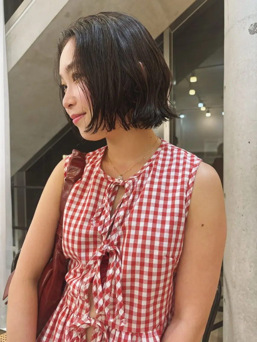 ミディアム パーマ オカモト ハルカのヘアスタイル