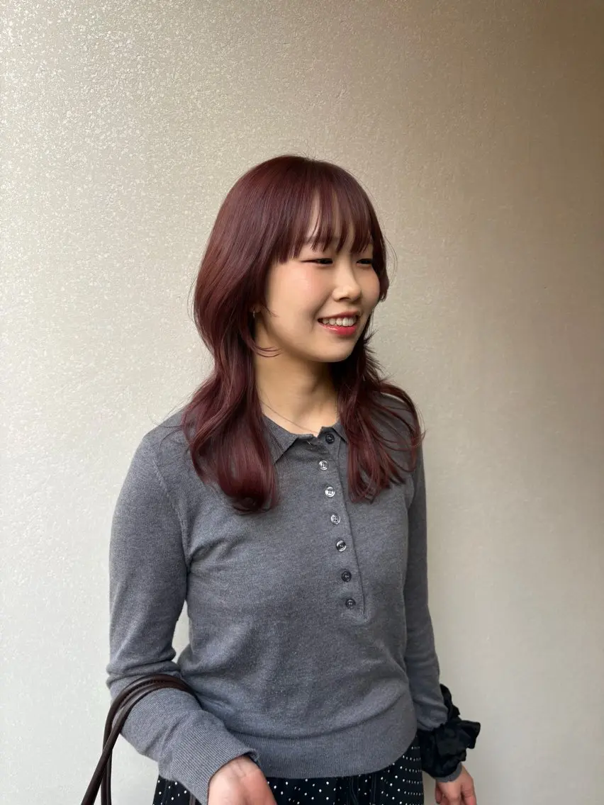セミロング カラー ブラウンカラー ピンクカラー ピンクブラウン 顔まわりレイヤー レイヤーカット カット ヘアカラー トリートメント 艶カラー/レイヤー /atsumi🪷のヘアスタイル