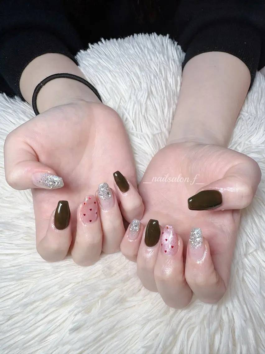 ネイル バレンタイン ハンドネイル Nailsalon Fのネイルデザイン