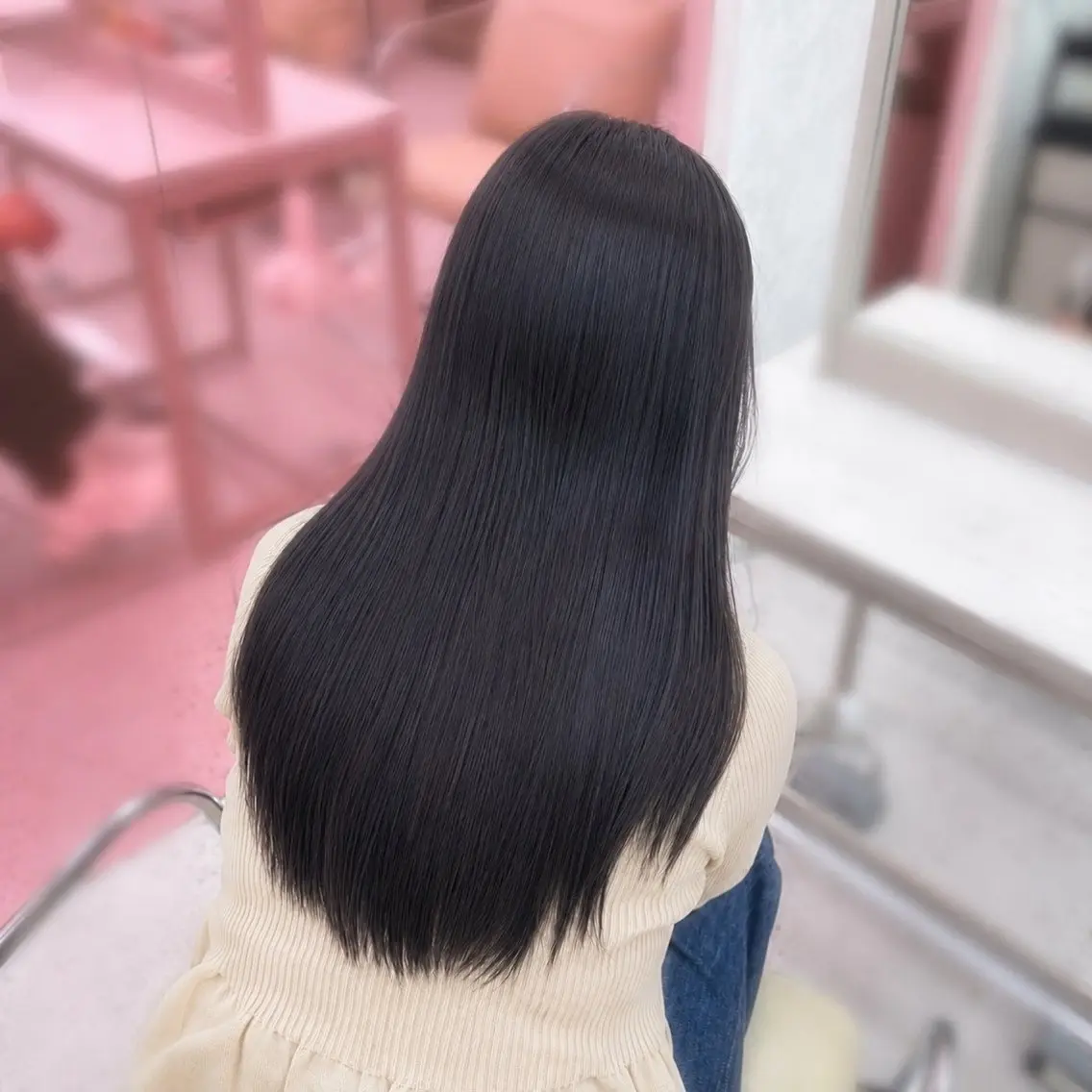ロング カラー 黒髪 ブルーカラー ブルーブラック 透明感カラー ロング ヘアカラー coco_ mahiroのヘアスタイル