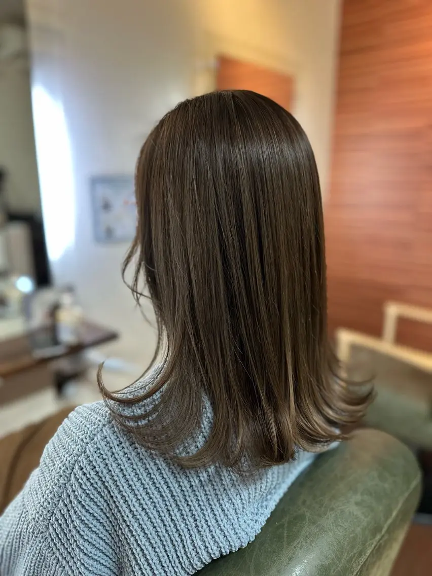 ミディアム カラー グレージュ ハイライトカラー ハイライト 💜推しインナー カラー/菊池柊真💜のヘアスタイル