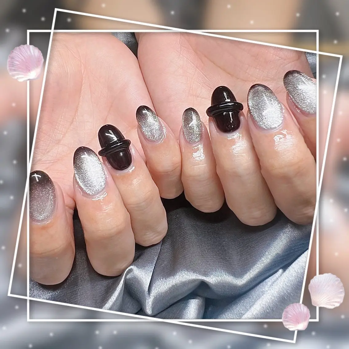 ネイル フレンチネイル グラデーション キラキラネイル 韓国ネイル マグネットネイル ハンドネイル ハンドケア Chill Nailsalonのネイルデザイン