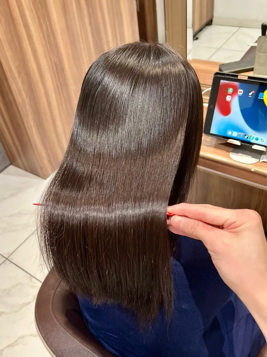 ロング 縮毛矯正 トリートメント 髪質改善縮毛矯正 谷口雄太のヘアスタイル