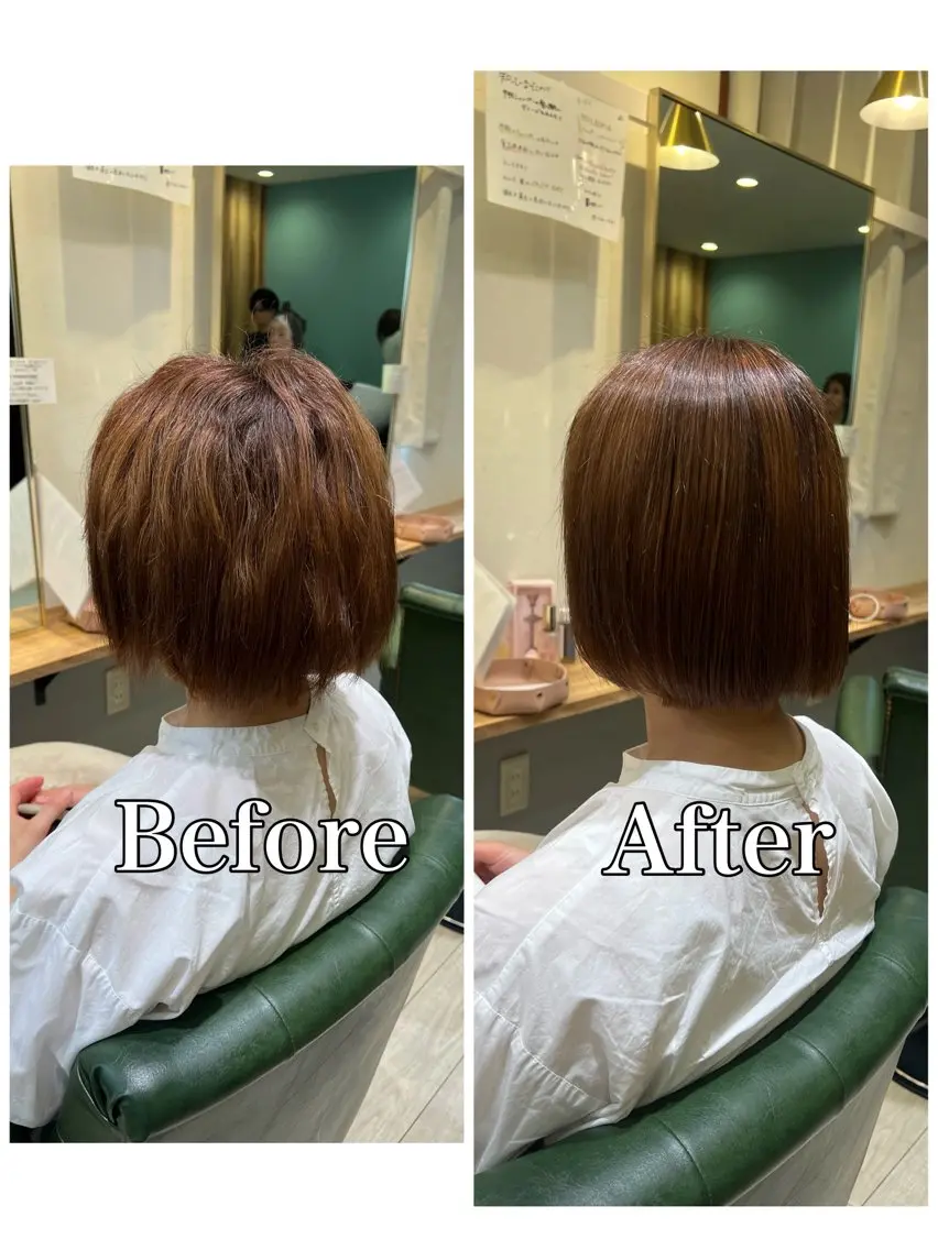 ミディアム カット 縮毛矯正 トリートメント melca. Amiのヘアスタイル