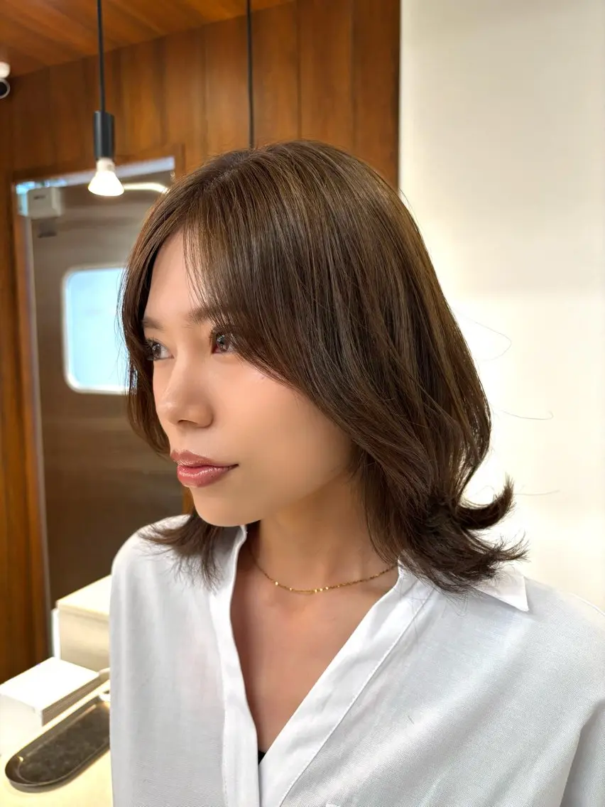 ミディアム カラー ミディアムレイヤー ベージュカラー レイヤーカット ヘアカラー トリートメント うる艶カラー ✨🧸KOTAROのヘアスタイル