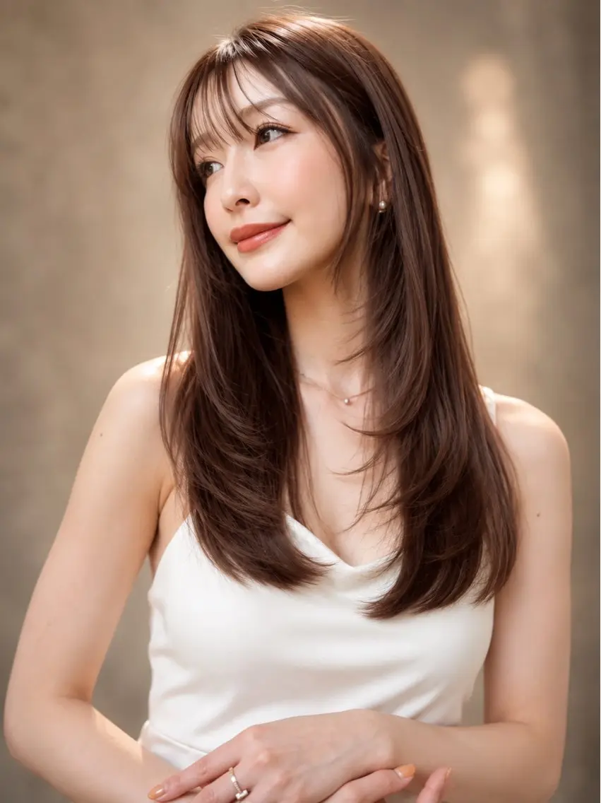 セミロング カラー 似合わせカット カット ヘアカラー トリートメント レイヤー/髪質改善 Lond ambreのヘアスタイル