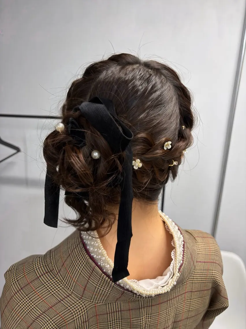 セミロング ヘアアレンジ 結婚式・ブライダル ヘアセット lafit kaede/韓国ヘアのヘアスタイル