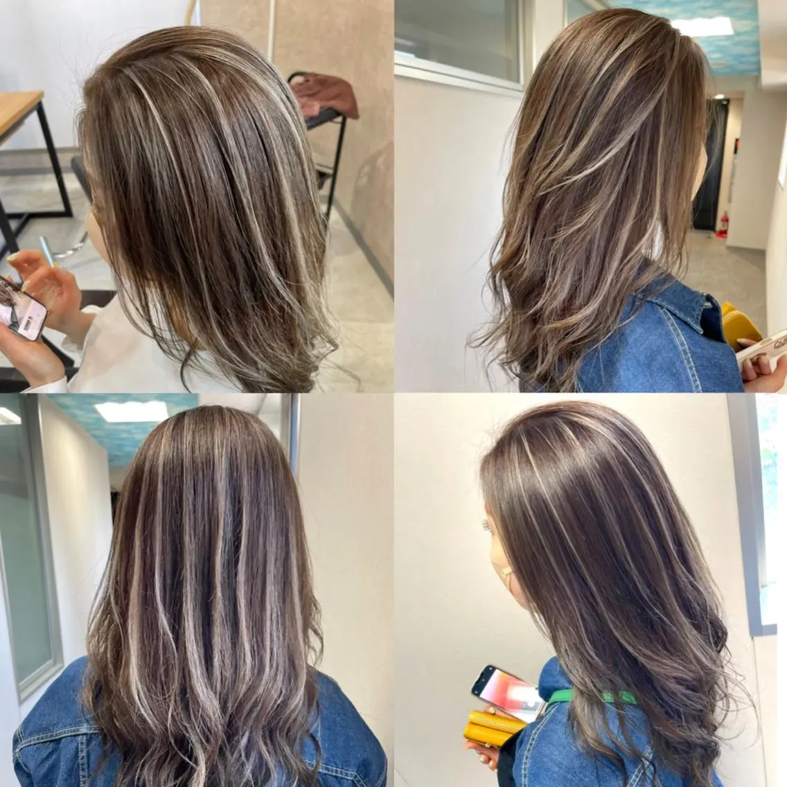 セミロング カラー ヘアアレンジ ハイライトカラー ハイライト カット ヘアカラー 松井那津子 /ハイライトブリーチのヘアスタイル