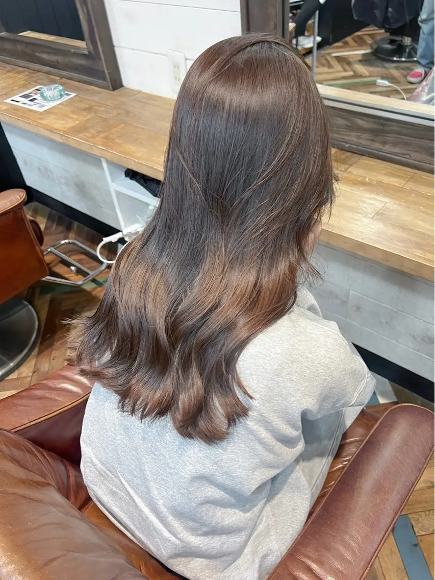セミロング カラー ブリーチ ダブルカラー グレージュ ブリーチなしカラー カット ヘアカラー トリートメント REN/レイヤー✂️ ブリーチなしカラー✨のヘアスタイル