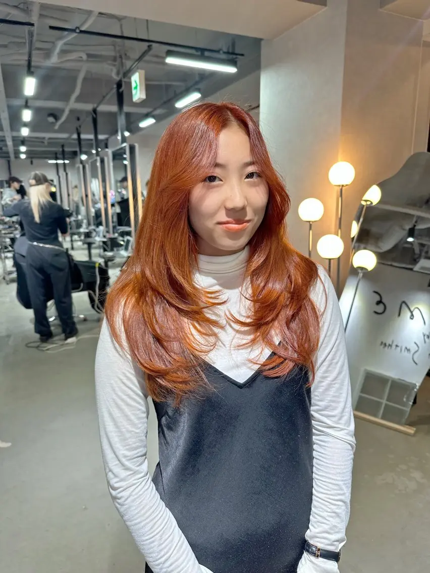 セミロング ケアカラー ボブ 髪質改善 韓国風ヘア レイヤーカット カット ヘアカラー トリートメント 心斎橋 韓国レイヤ ー指名No.1renのヘアスタイル