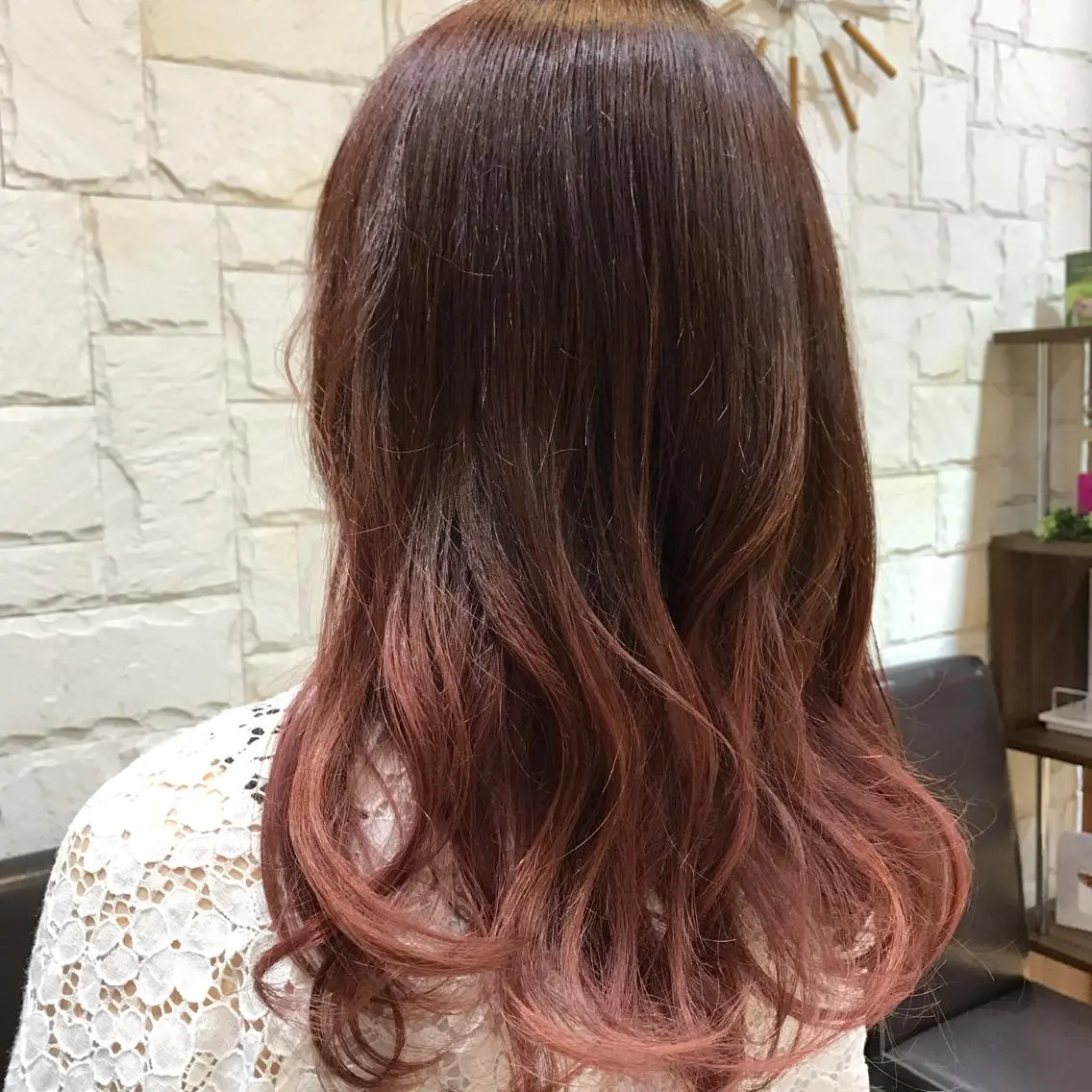 ロング カラー ヘアアレンジ グラデーションカラー ピンクカラー 🥛洒落髪小顔cut なら龍崎🥛のヘアスタイル