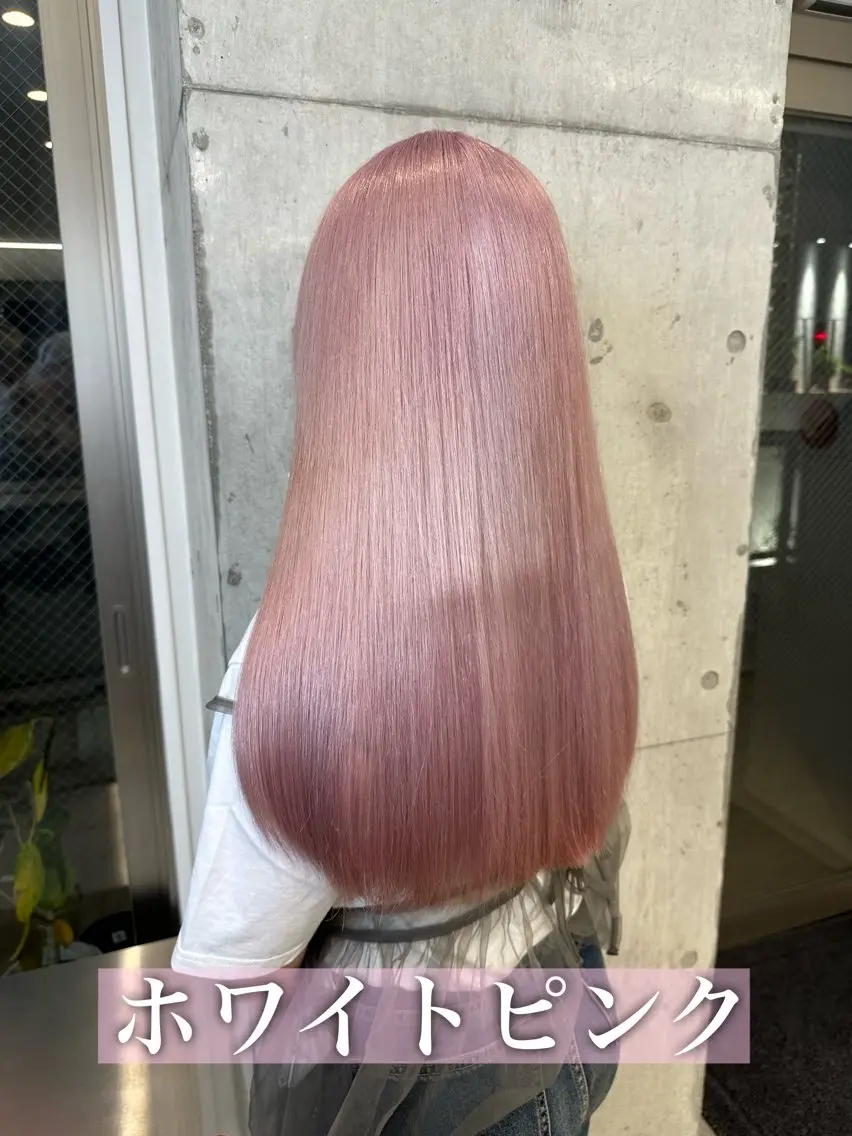 ミディアム ヘアカラー トリートメント ハイトーン💎 ホワイトベージュ坪谷のヘアスタイル