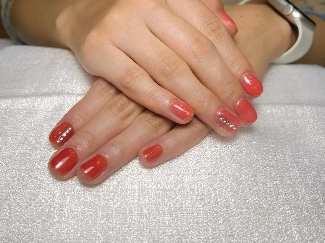 ネイル ワンカラーネイル オレンジ ToliyDeliy Nail Salonのネイルデザイン