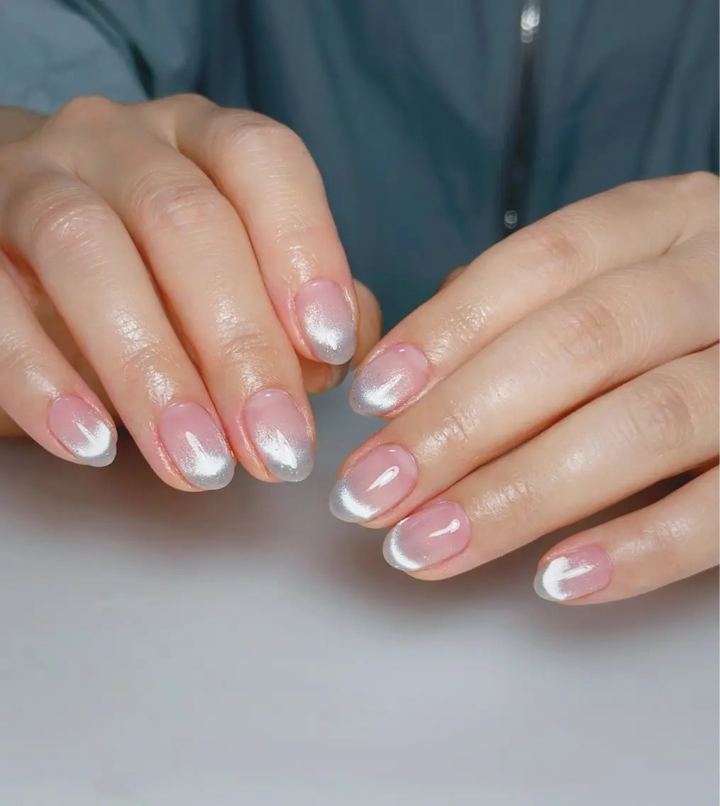 ネイル オーロラネイル 長さ出し フットネイル 韓国ネイル ラメ(グリッター) 👍thumbs up nail👍のネイルデザイン