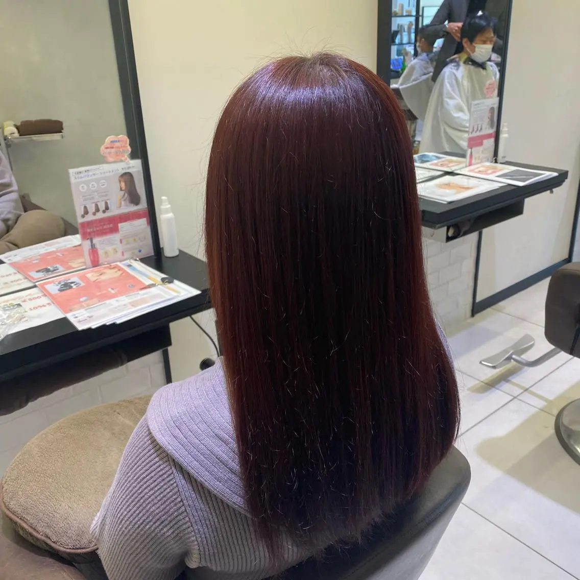 ロング カラー ピンクカラー ローズカラー 野老 海音のヘアスタイル