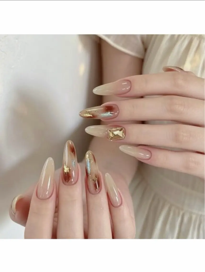 Hand】 💅大人気秋ネイルマグネットワンカラー+べっ甲/レオパード4本の写真