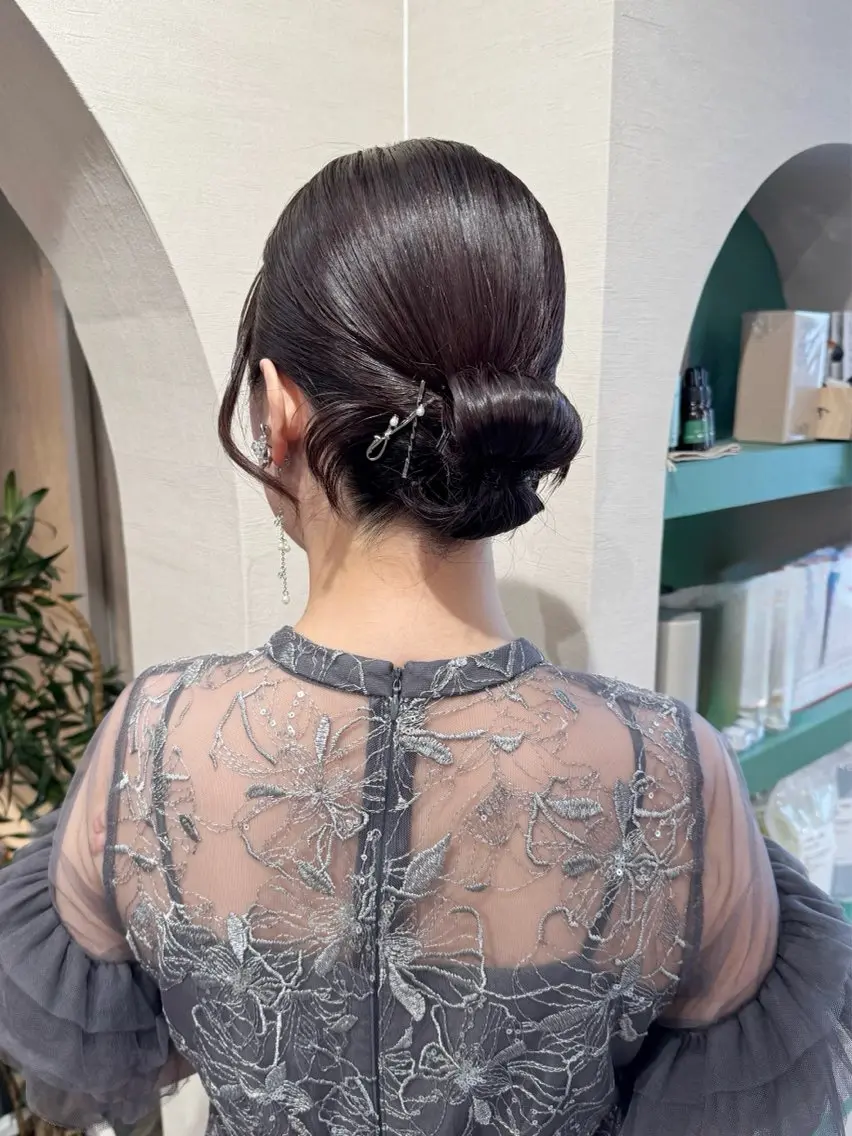 ヘアアレンジ 結婚式・ブライダル ヘアセット 🫧札幌ブリーチなし 透明感カラーゆん🫧のヘアスタイル
