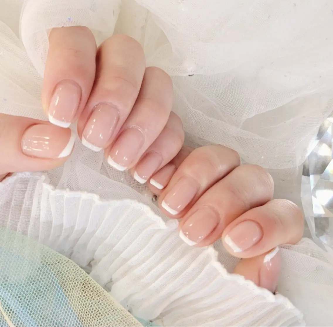 [クリアベース🫧🫧🫧]フレンチネイル🎀定番デザイン🎀パラジェルも変更🉑の写真