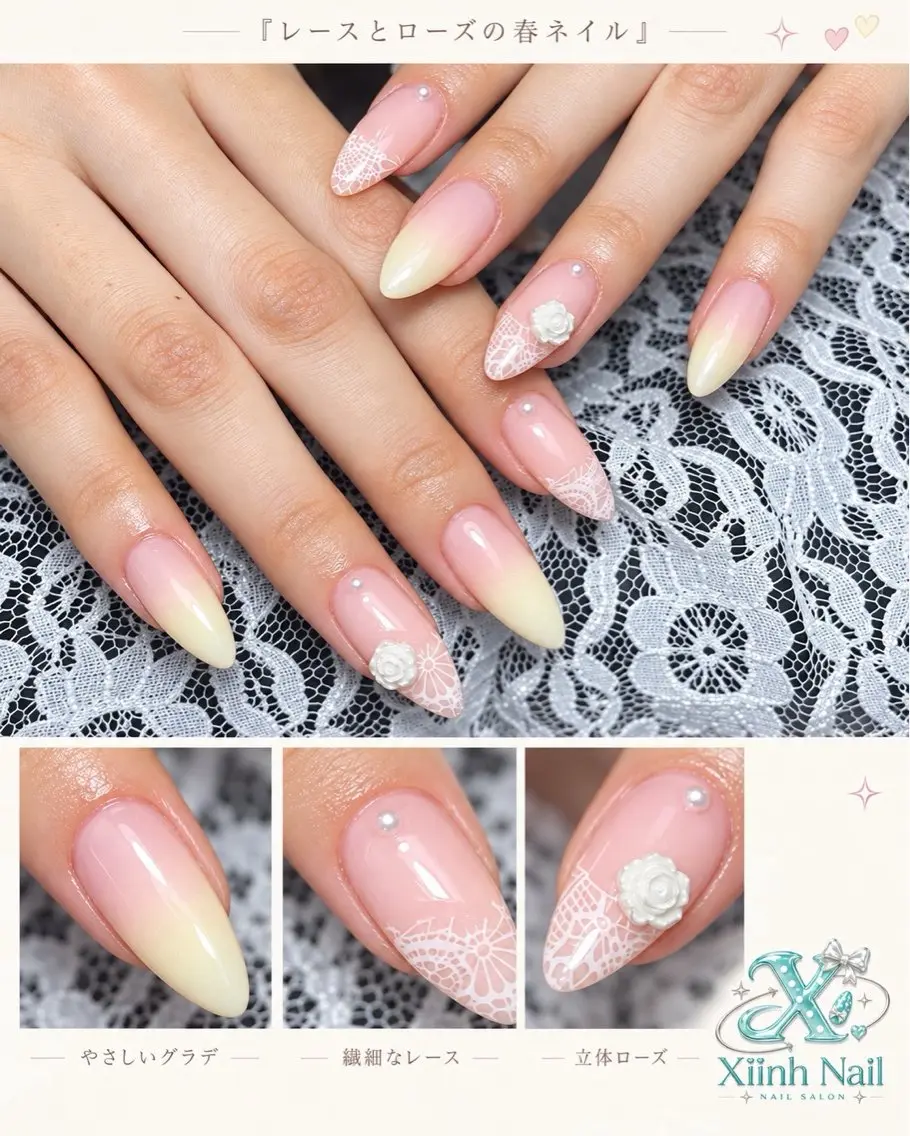 ネイル チークネイル 桜ネイル 長さ出し フットネイル ジェルネイル ハンドネイル XIINH NAIL SALONのネイルデザイン
