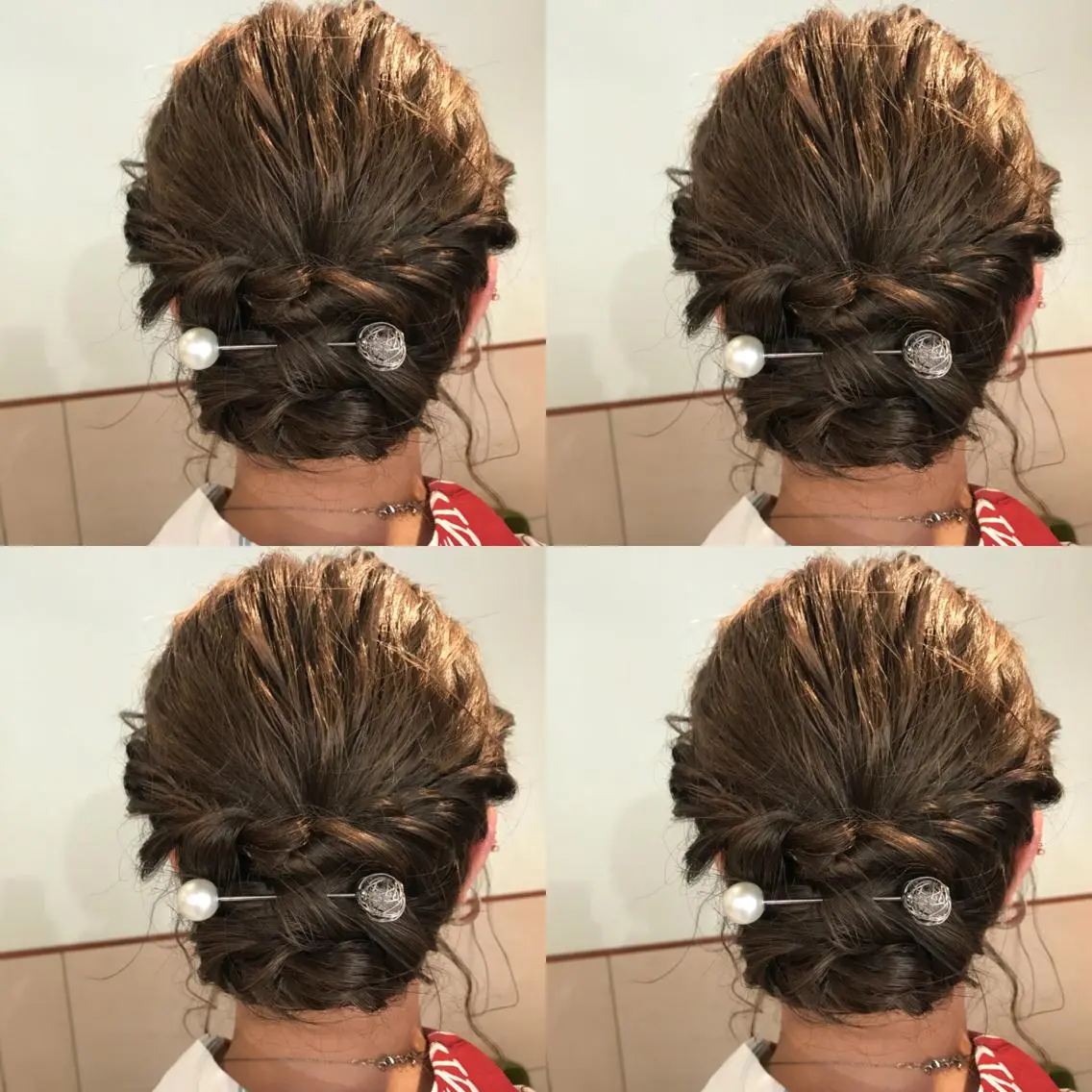 ミディアム カラー 浴衣 小栗 麻衣のヘアスタイル